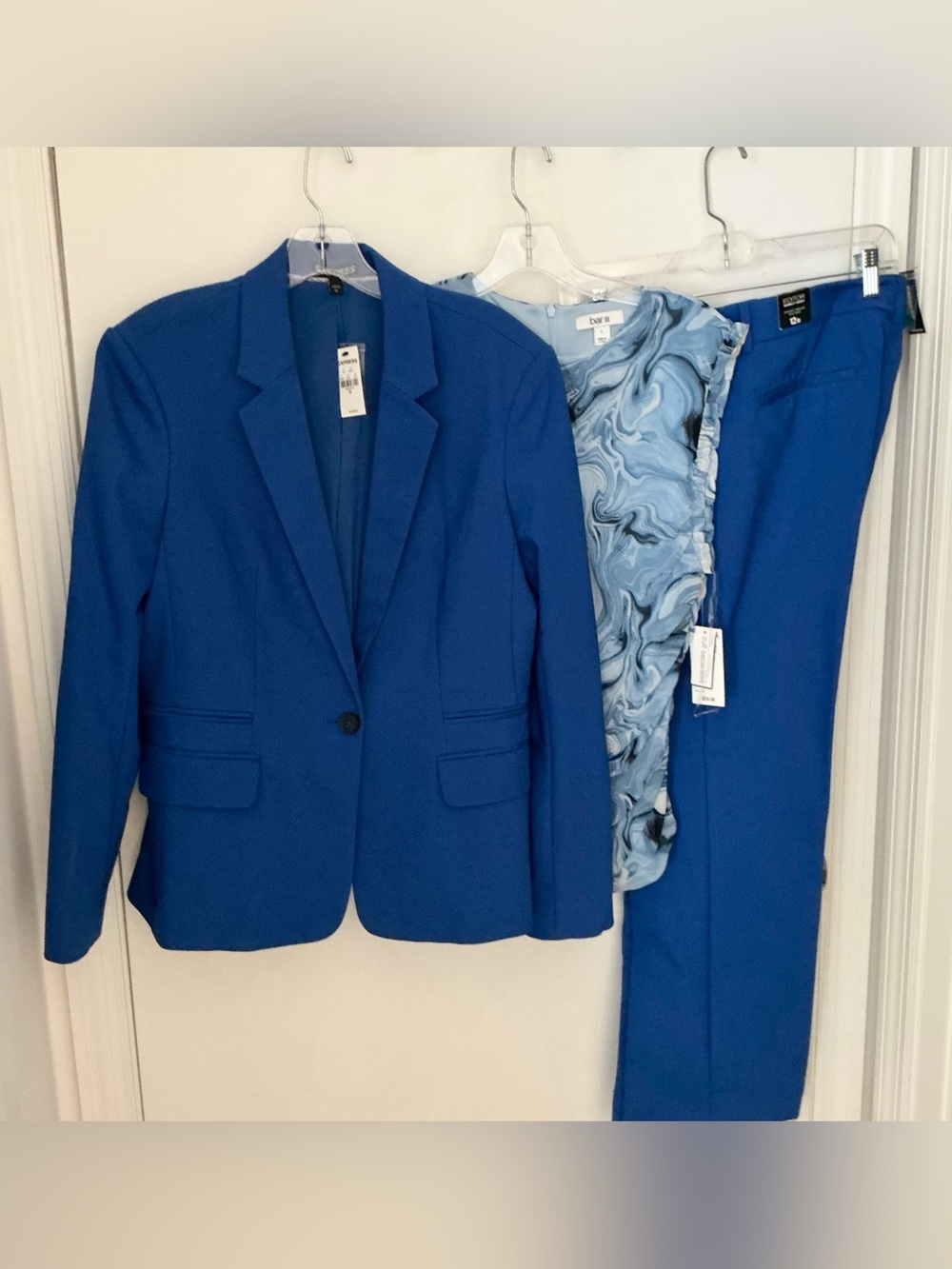 Express NWT Blue Women's Ponte Blazer, Top, & Pant Suit